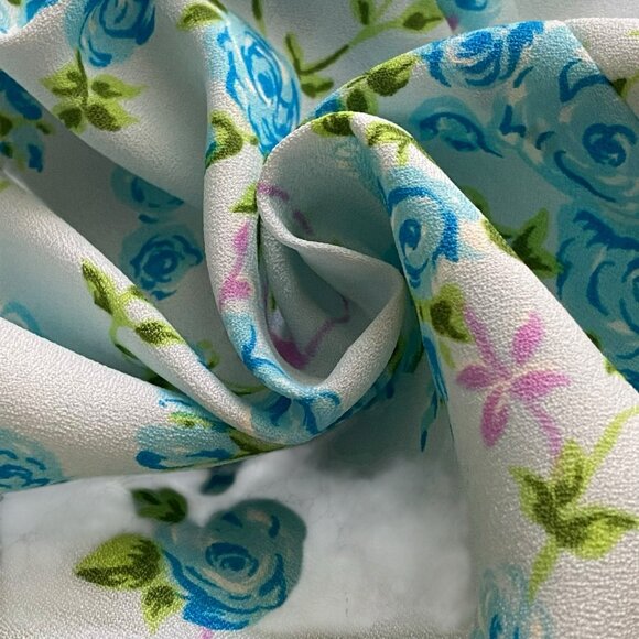 Handmade Vintage Baby Blue Rose Print Floral Prairie Empire Waist Dress - Picture 5 of 12